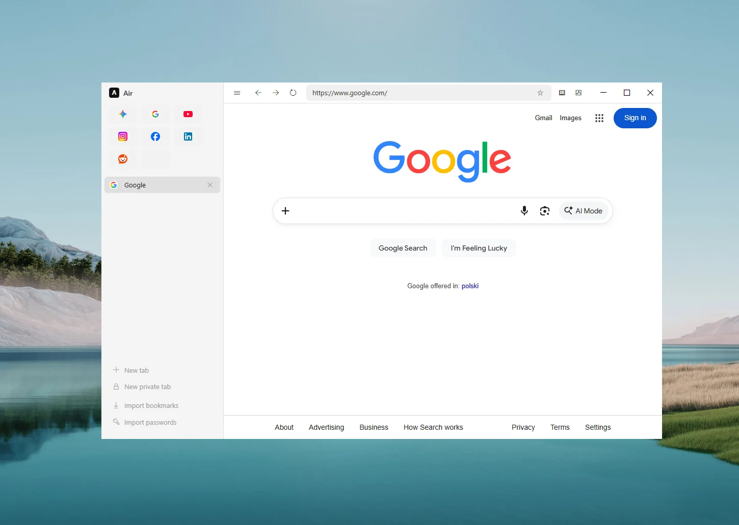 Air Browser - minimalistyczna natywna przeglądarka dla systemu Windows